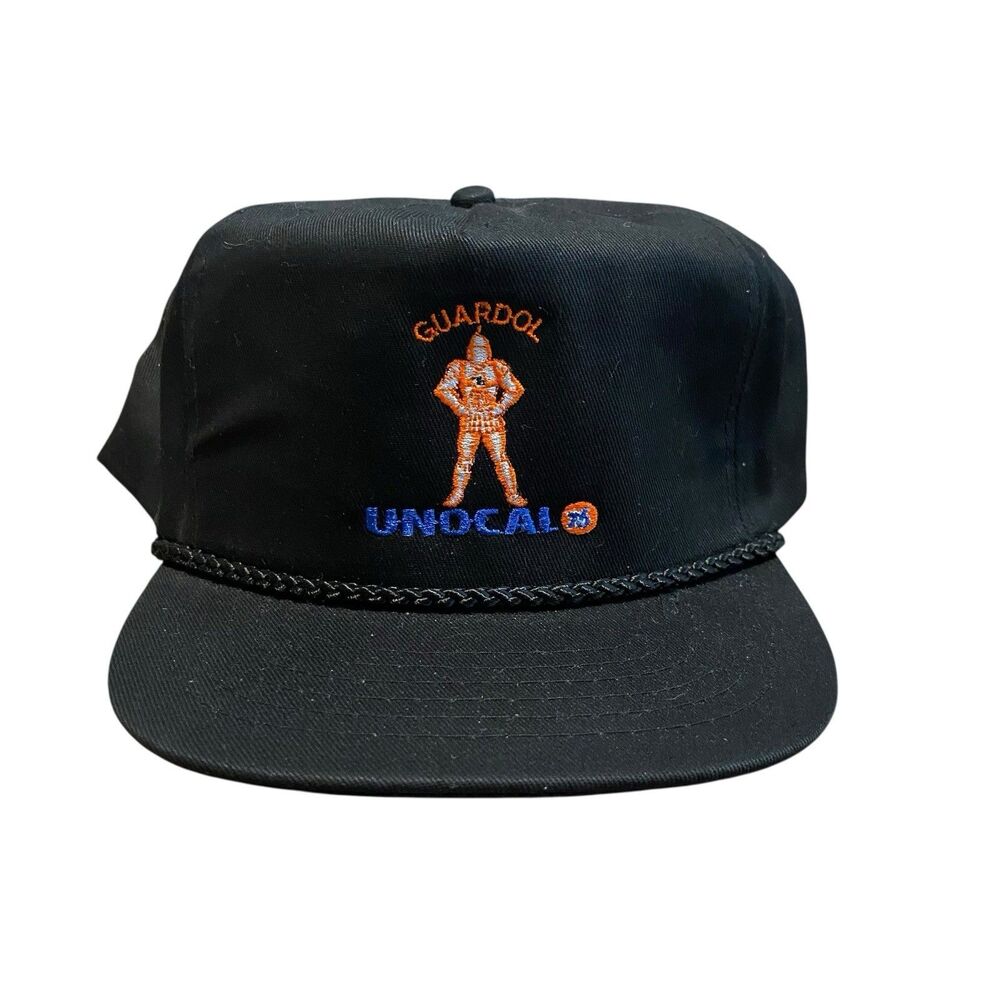Vintage Guardol Unocal Gulf 76 Snapback Hat Cord Black KC Petrol Gasoline 90s